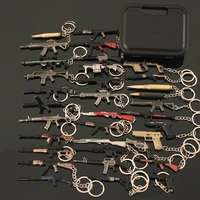 Gift Box Two Piece Set Metal Gun Keychain PUBG AK 47 Glock Mini RPK Grenade Launcher AWM AKM Weapon Model Pistol Pendant Toy 1