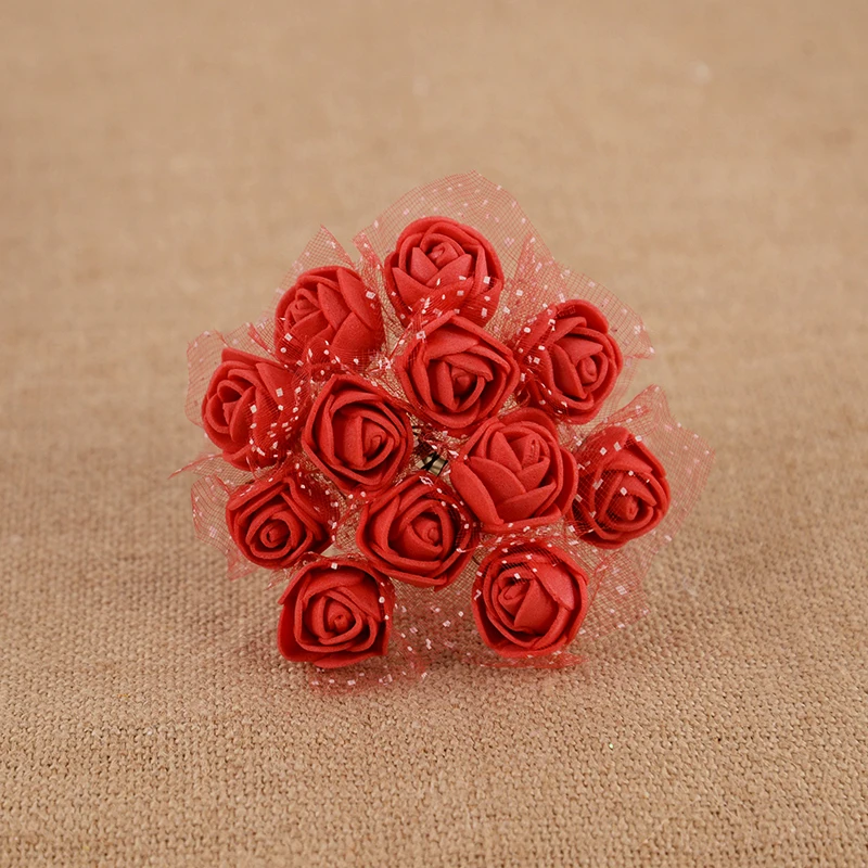 144/288 stücke 2cm Mini Spitze Pe Rose Blumen köpfe DIY künstliche gefälschte Rosen Blumen kopf Hochzeit Zubehör Wohnkultur Blumen köpfe – Detail 6
