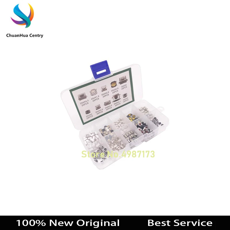 

250 Pcs 10-Types Tactile Push Button Switch Car Remote Control Keys Button Touch Microswitch In Stock