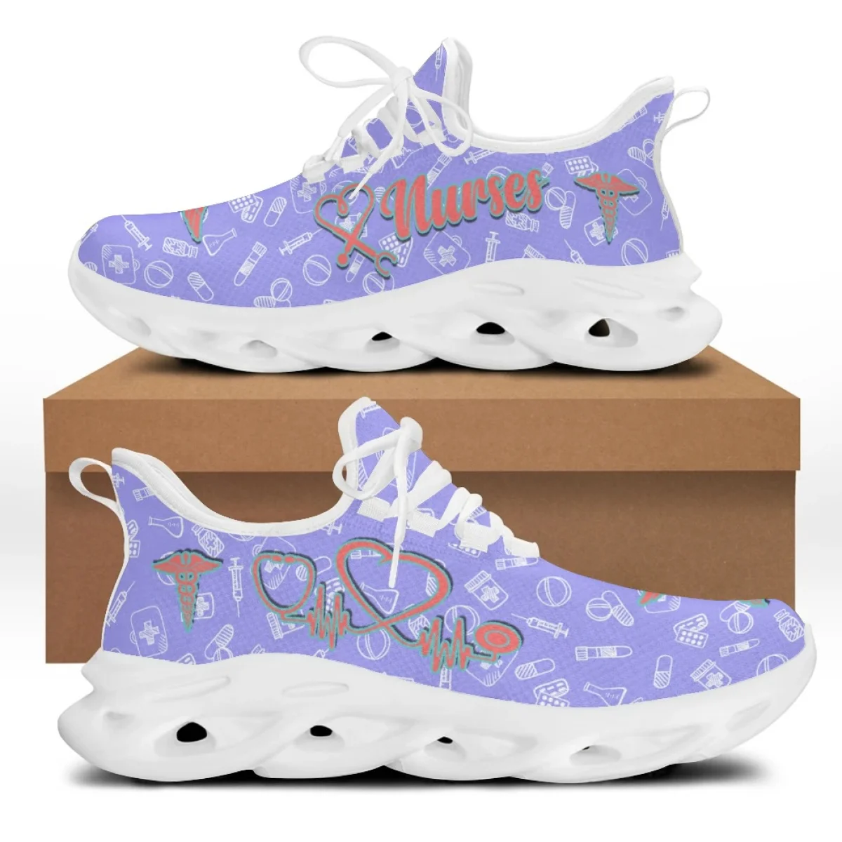 Women Doctor Nurse Sneakers Medical Hospital Print Lightweight Mesh Flats Ladies Casual Chunky Shoes Hot 
