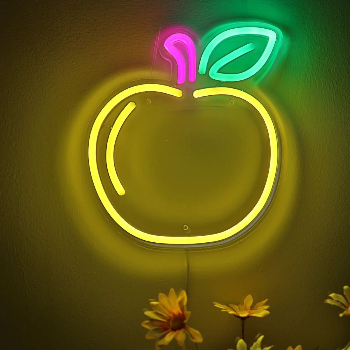 1pc Golden LED Wall Neon Sign Light For Fruit Shop Wall Party Kitchen Room Decoration 8.31''*9.45''