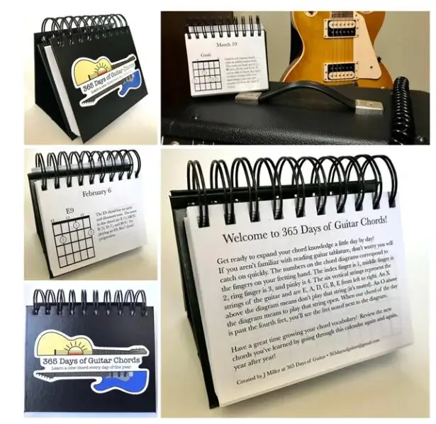 

365 Days Calendar Desktop Ornament 2024 Original Guitar Chords Decorative Calendar Home Office Decor Gift For Guitar Lovers