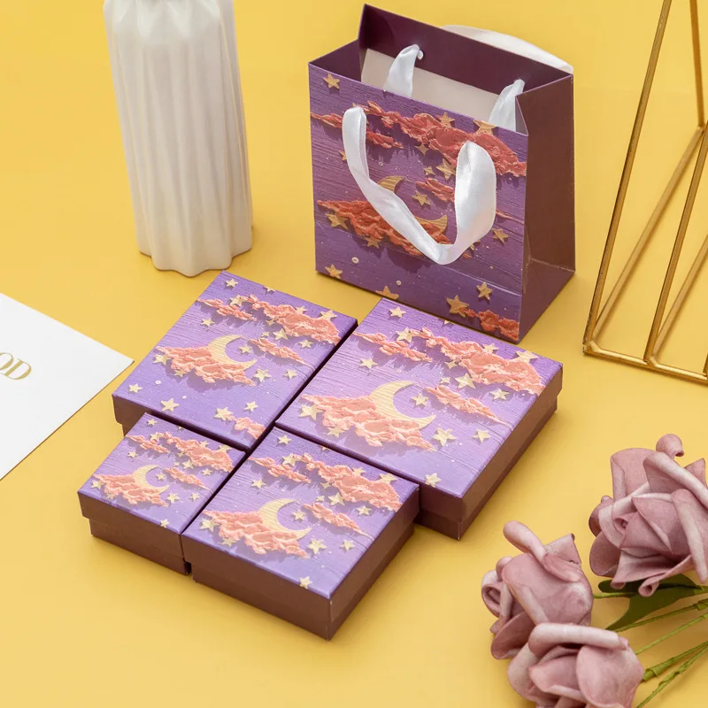 New Arrive Kraft Paper Jewelry Set Gift Box for Ring Necklace Bracelets Earring Cardboard Packaging Dispaly With Black Sponge