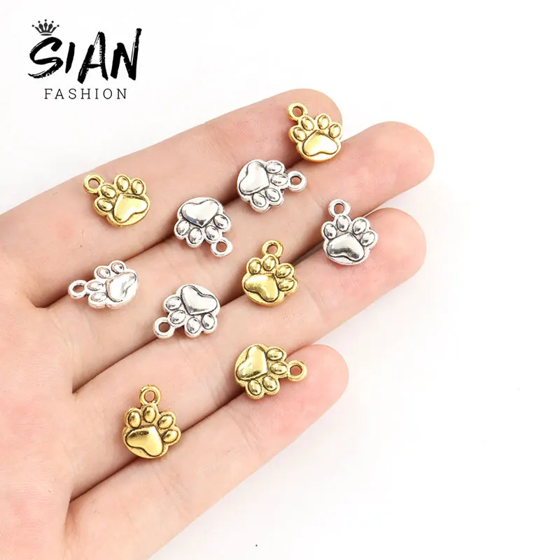 

20pcs 10x11mm Antique Silver Plated Dog Paw Charms Vintage Cat Claw Metal Alloy Pendants DIY Jewelry Making Accessories Crafts