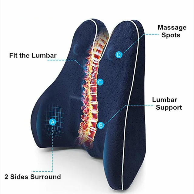 Orthopedic Chair Back Cushion Memory Foam Car Seat Office Sofa Waist Lumbar Side Support Pillow Spine Coccyx Protect