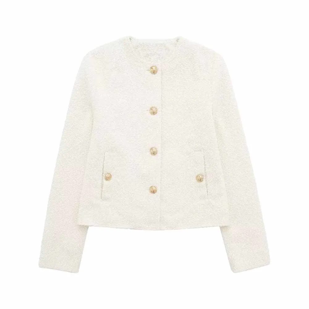 

Куртка женская короткая с карманами, на пуговицах, в стиле ретро