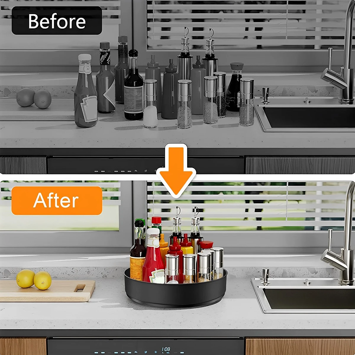 Spice Rack Kitchen Tray Storage Tray Rotating Storage Organizer Kitchen Storage Decorative Trays Rotating Stainless Steel Layer Turntable Organizer