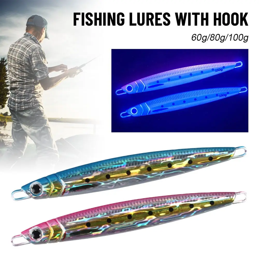

60/80/100g Lead Alloy Fishing Lure Metal Bait Wire Bait With Feather Hook Swimbait Jigging Wobbler Artificial Lure Sea Fishing