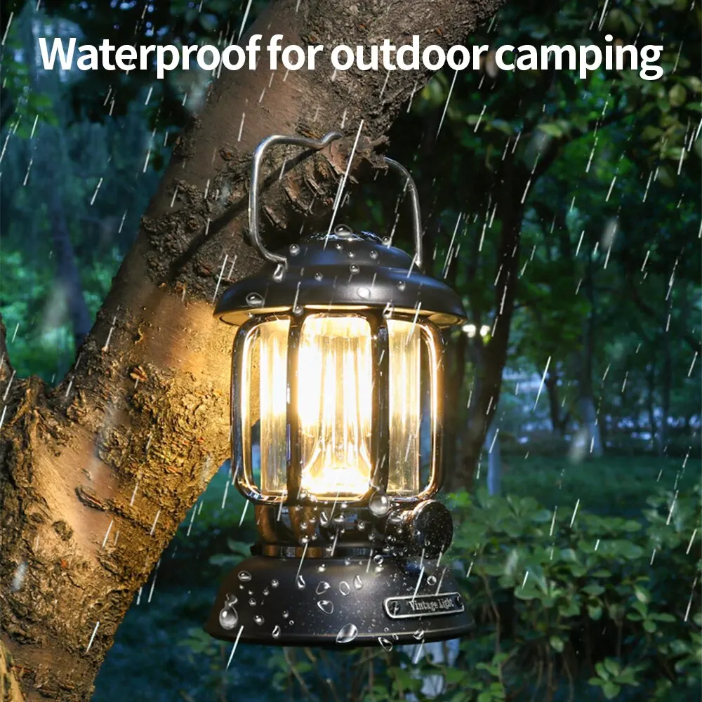 New Portable Retro Camping Lamp, USB Rechargeable Camping Lantern