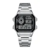 Digital Sports Electronic Unisex Watch World Time Fully Functional Steel Strap Alloy Band LED Oak 1200 Series