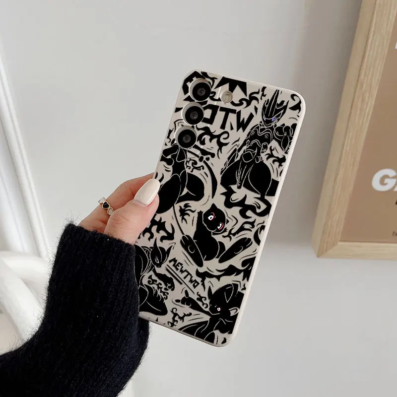 Gengar Mewtwo Pokemon Phone Case For Samsung Galaxy S24 Ultra S23 5G S22 Plus S21 S20 FE S10 S24Ultra Case Liquid Silicone Cover