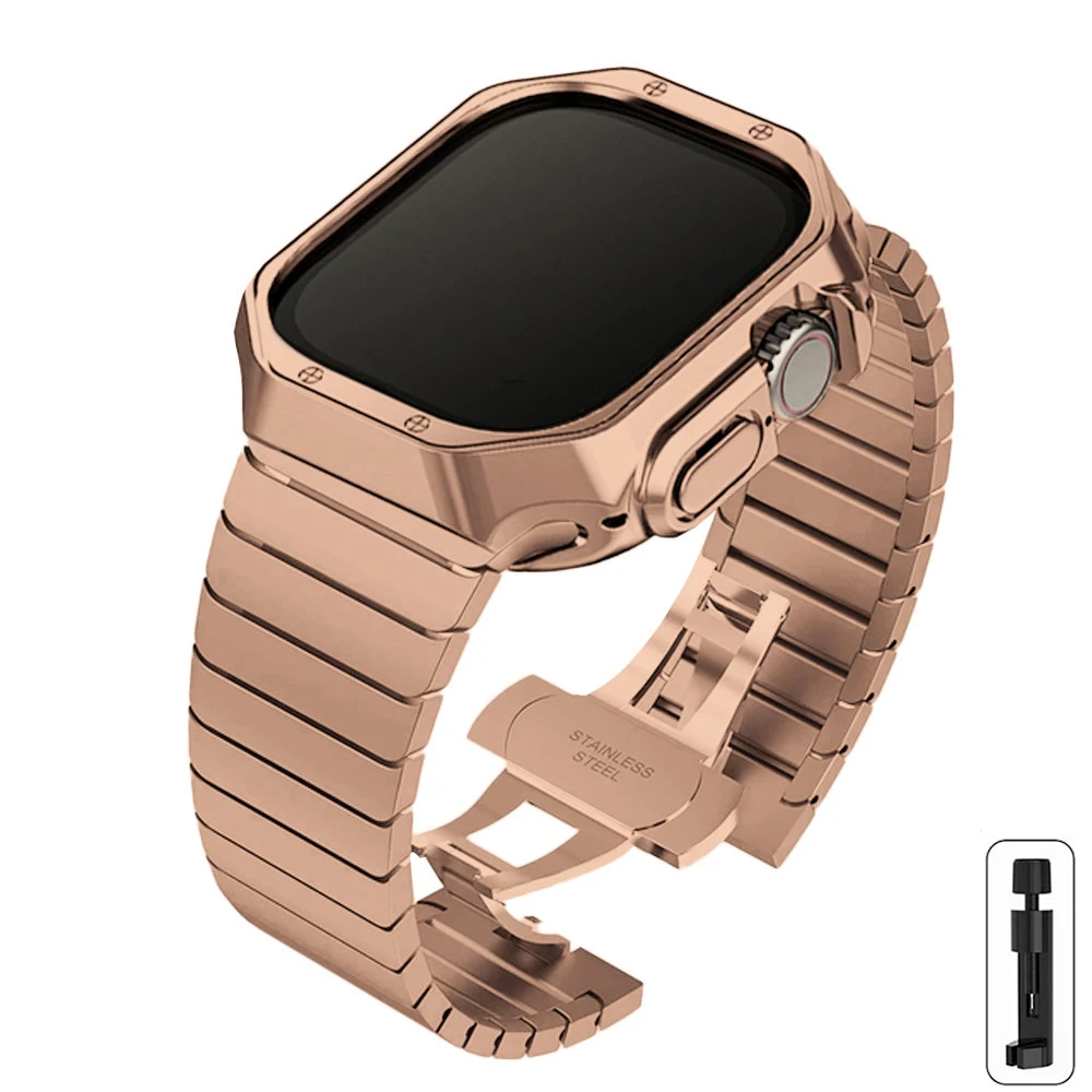 Premium Stainless Steel Watch Band with Protective TPU Cover