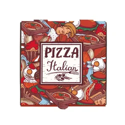 Boîte à pizza ondulée noire imprimée personnalisée, vente en gros de produits personnalisés, restauration rapide à emporter, 8 po, 10 po, 12 po, 14 po, 16 po