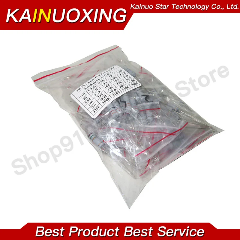 Resistor Kit 150PCS 2W 3W 5W 5% 30values X 5PCS Carbon Film 0.1R-750R ohm 1K-820K