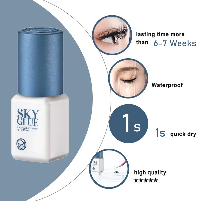 10 Bottles SKY Glue For Eyelash Extension Korea 5ml Black Red Blue Cap Beauty Health Lava Lash Shop Makeup Tools Adhesive 3