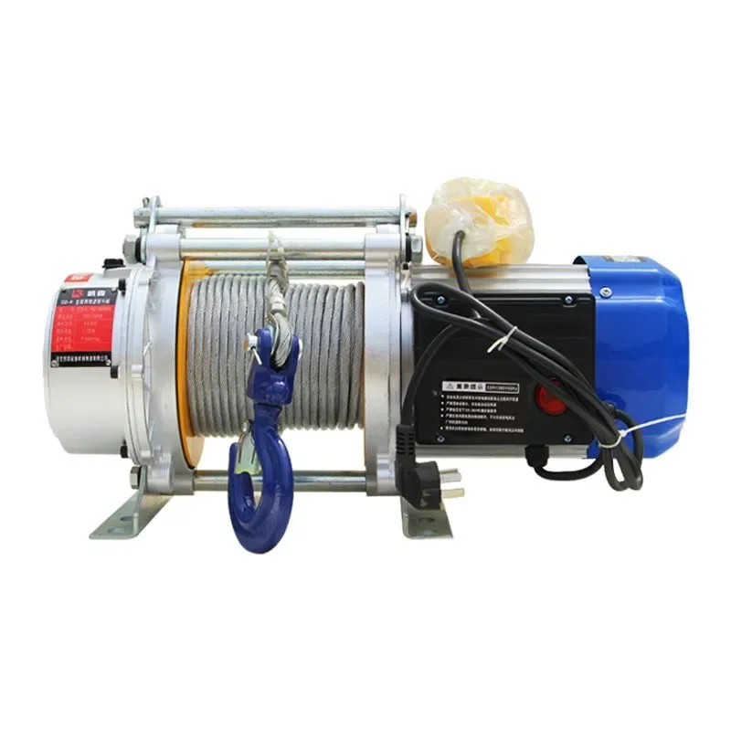 Aluminum Shell Wire Rope Electric Mini Winch 1 Ton Hoist 220v Small Hoist