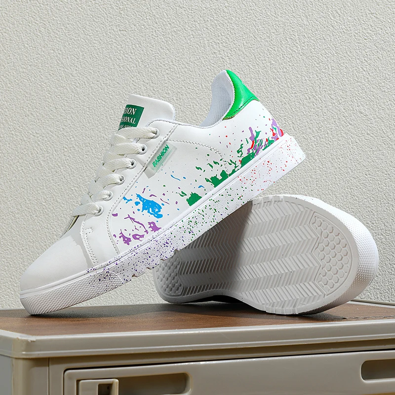 

36-46 New Fashion Couple White Board Shoes for Men's Sneakers Casual Luxus Flat Designer Tênis Masculino Non-slip Free Shipping