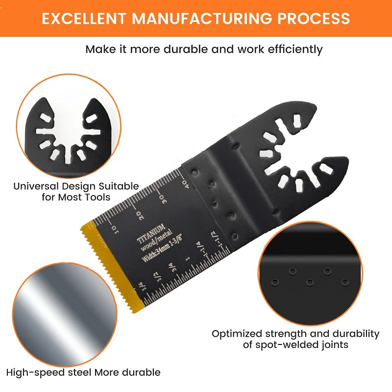 Premium Titanium Oscillating Saw Blades for Wood and Metal - Multi-Size Pack