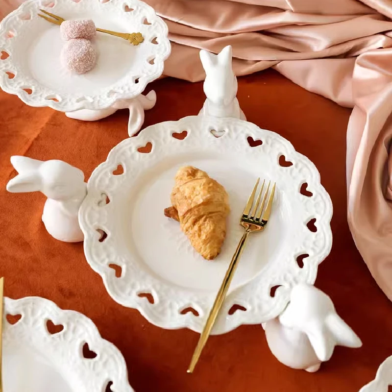 Nordic Bunny Cake Tray Banquet Display Tray High-legged Dessert Rack Dessert Table Afternoon Tea Plate Ornaments
