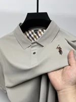 Marque de luxe broderie manches courtes polo shirt hommes Summer Golf tops haut de gamme soie coton respirant mode affaires Casual Paul t - shirt 3