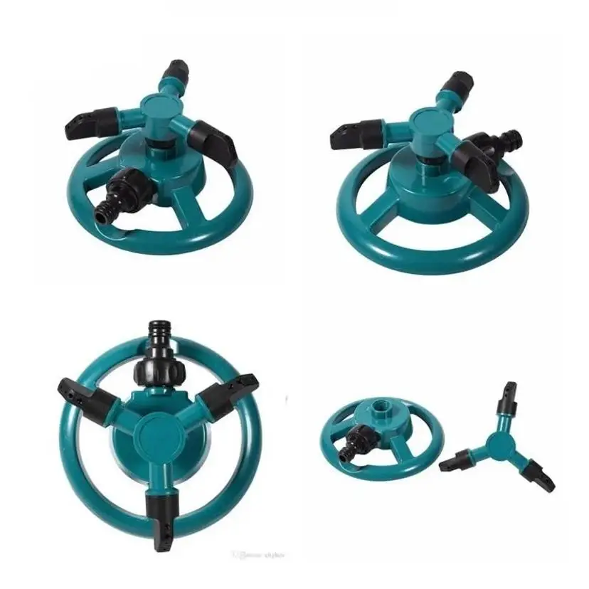 1 Pcs Lawn Small Disc Sprinkler Three Pronged Rotatable Plastic Sprinkler 360 Degree Rotating Water Spray