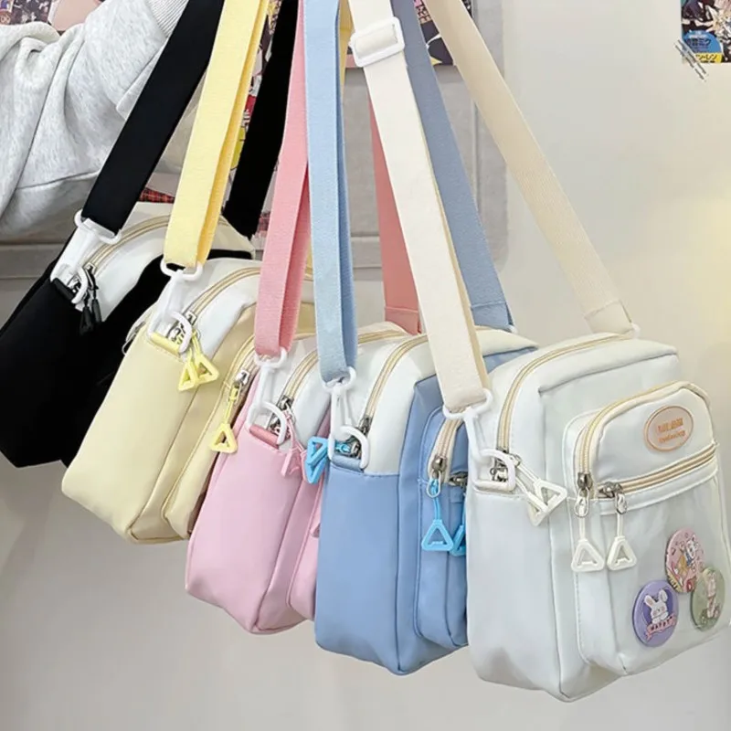 JIAERDI Harajuku Pink Itabag Messenger Bag Women Transparent Nylon Chic Casual Crossbody Bags Female JK Anime Pain Bag Aesthetic