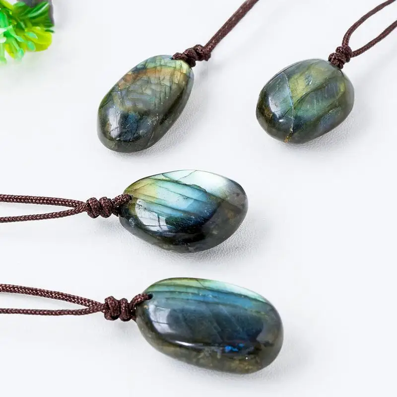 Natural Labradorite Necklace Handmade Crystal Moonlight Stone Pendant Men Women Energy Necklaces Stones Ornament 2
