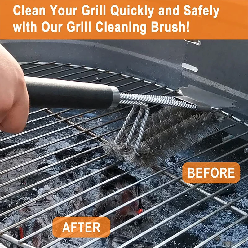 LMETJMA grill brush 18 inch Grill Cleaner Stainless Steel Bristle