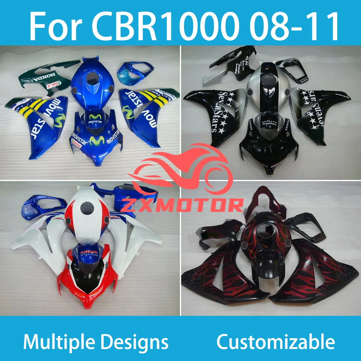

Комплект обтекателей для Honda CBR1000RR 08-11, Лидер продаж, сине-черный обтекатель подходит для CBR1000RR 2008 2009 2010 2011