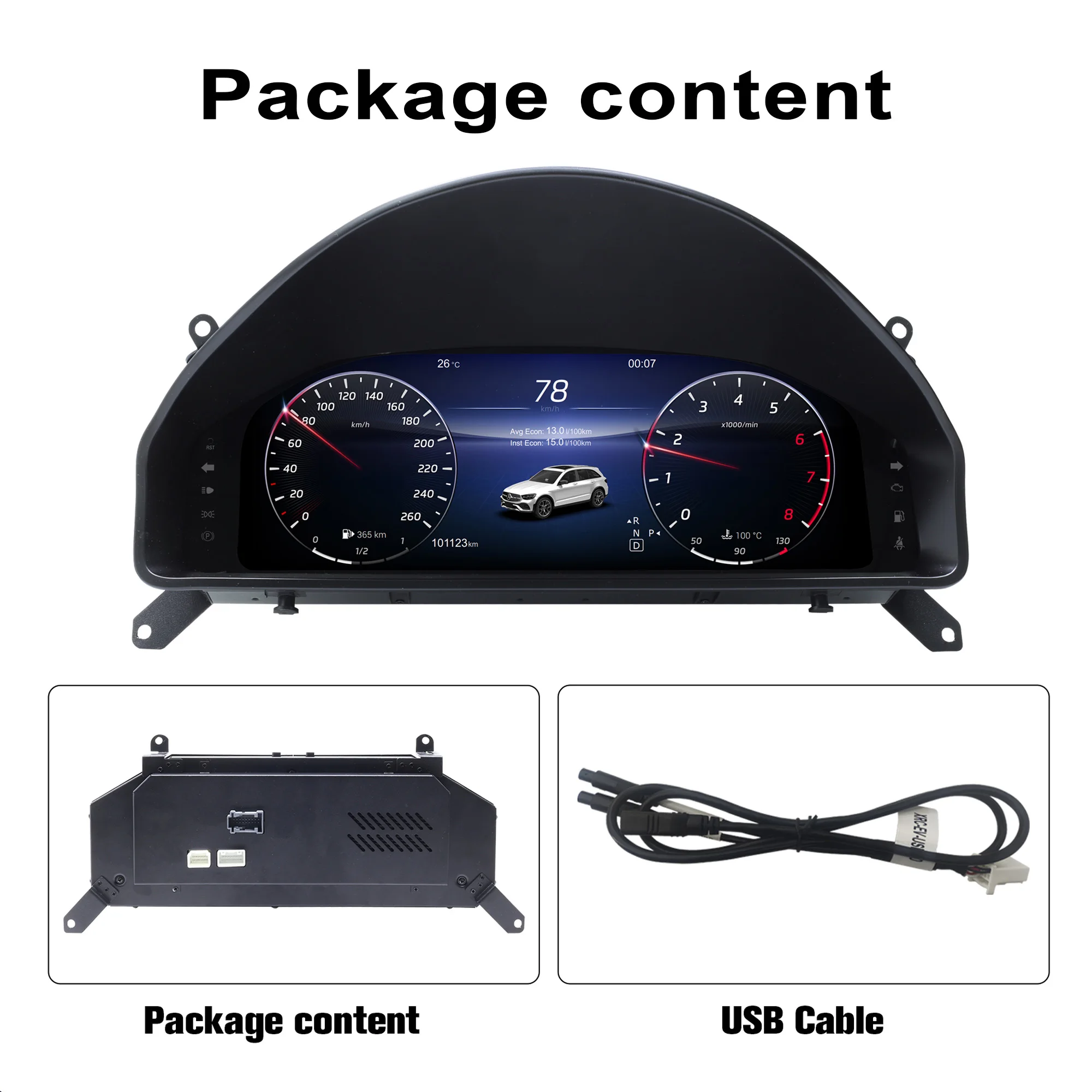 Digital Instrument Cluster For Mercedes-Benz W204 NTG 4.0 2008-2010 Speedometer,