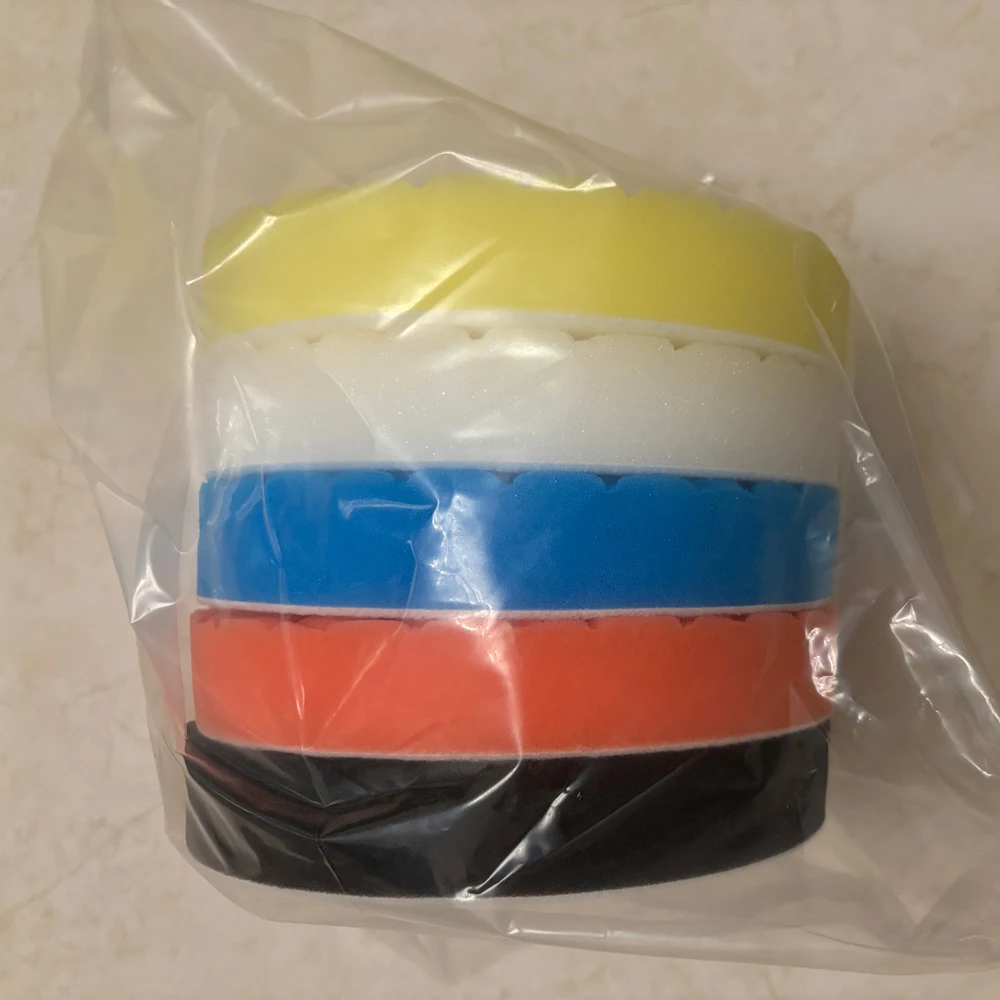 5Pcs 5inch (125mm) Polishing Pad Kit Polisher Waxing Pads Buffing Kit For Car Polisher Sponge White Blue Yellow Black Orange 4