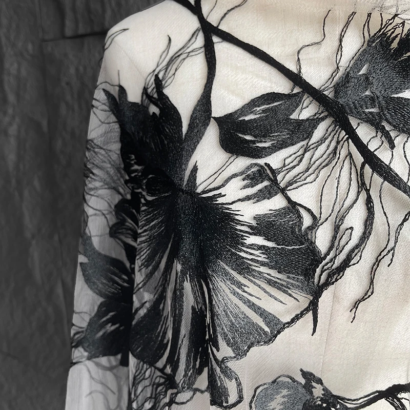 초대형 꽃 자수 레이스 패브릭, 디자이너 패브릭 소재, 바느질 액세서리, Tela Costura Tulle 한푸 소재