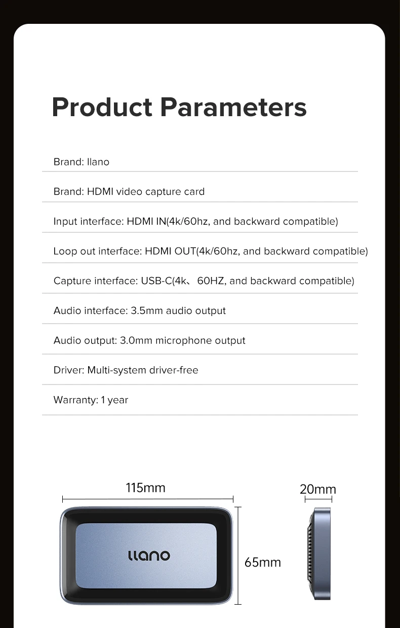 Llano 4K HDMI Live Stream Switcher & Capture Card