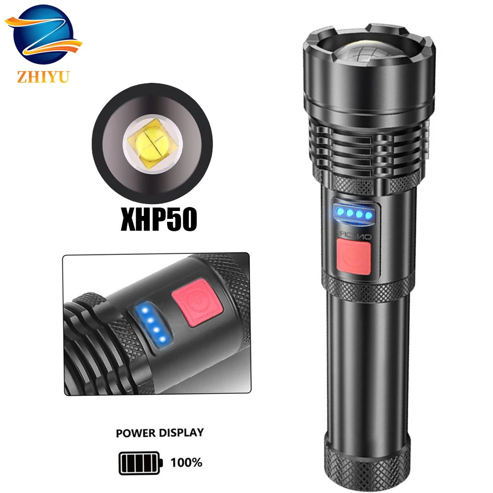 

ZHIYU High Light P50 Flashlight USB Charging Super Momentum Built-in Lithium Battery Zoomable Fashlight Outdoor Camping Rescue