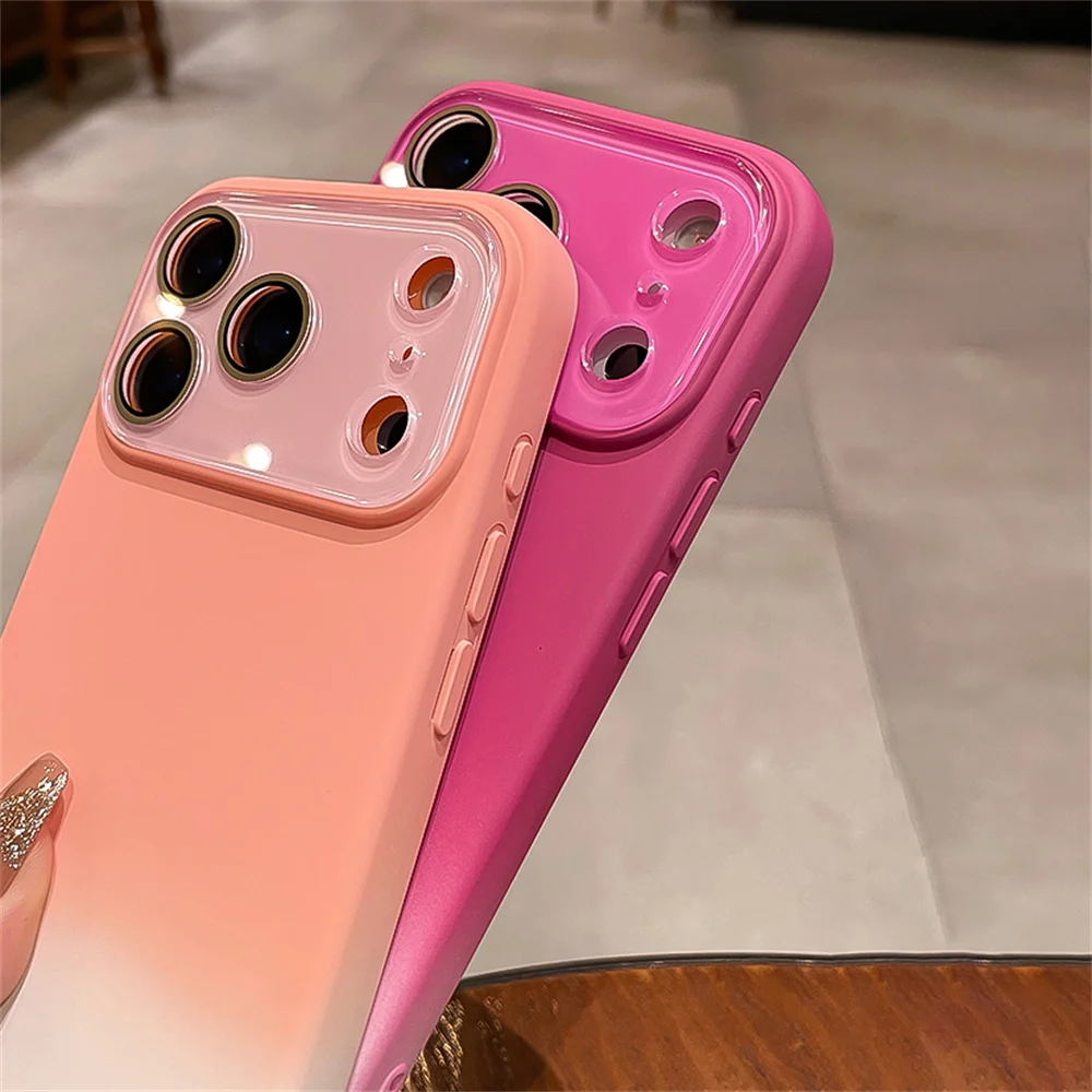 Dual-Color Frosted Crystal Glass Lens Liquid Silicone Phone Case