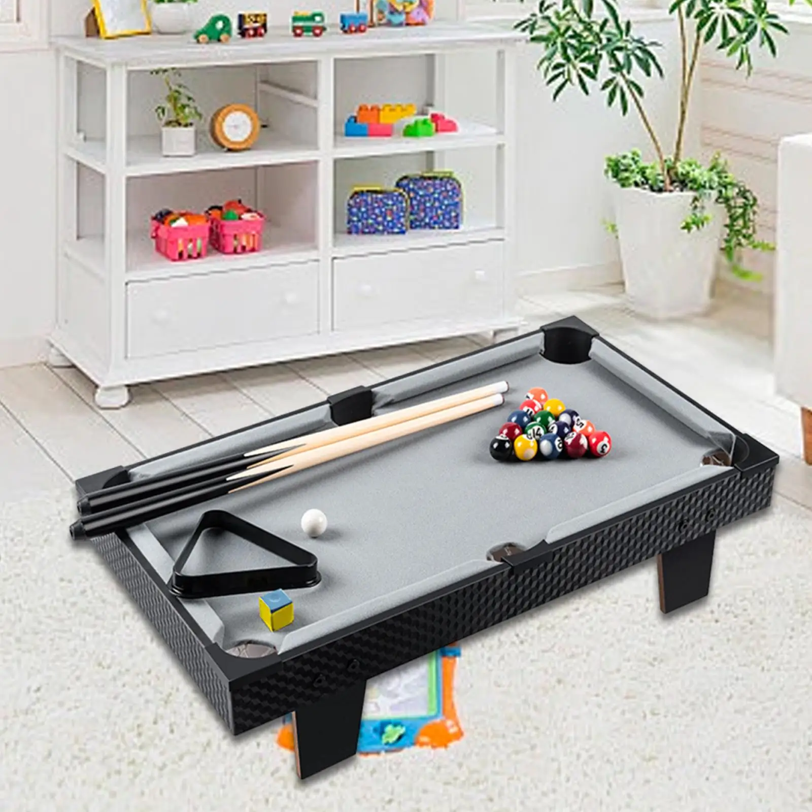 Mini Tabletop Pool Table Set Fun Entertainment Office Pool Cues Billiards Game for Kindergarten Parties Playroom Table Bedroom