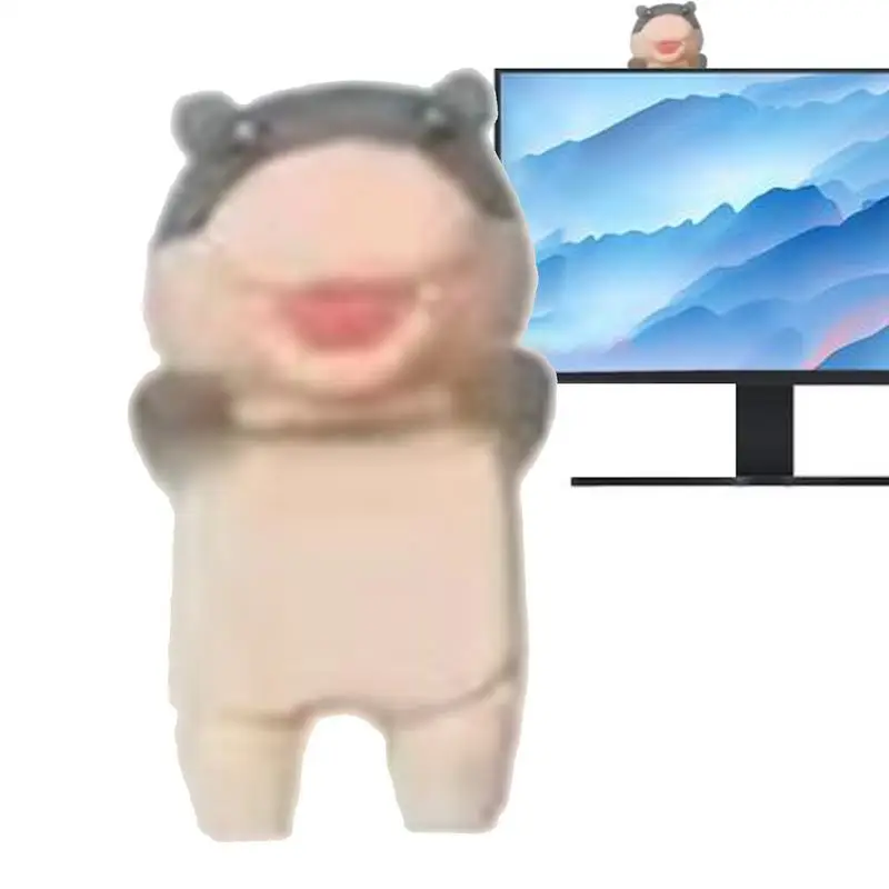 Cute Hippo Figurines MooDengBaby Hippo Sculpture Phone Computer Desktop Decoration Portable MooDengHippo Statue