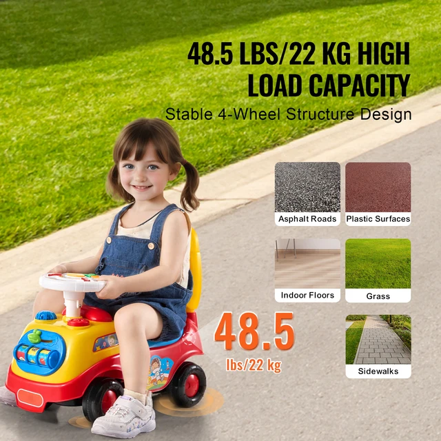 SucceBuy Toddler Ride On Push Car Sit to Stand Kids Ride On Toy Car with Music Steering Wheel Seat Storage for Toddlers