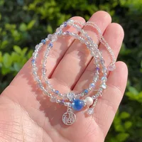 Bracelet double couche en argent avec perles de labradorite naturelle, pierre de lune, spectrolite, agate bleue en forme de cœur, cristal porte-bonheur pour la fortune et la bénédiction 5