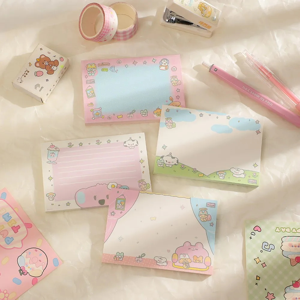 

Kawaii 60 Sheets Cartoon Animal Memo Pad Cute Rabbit cat Perfect For Girls And Leaving Messages Sticking Paper