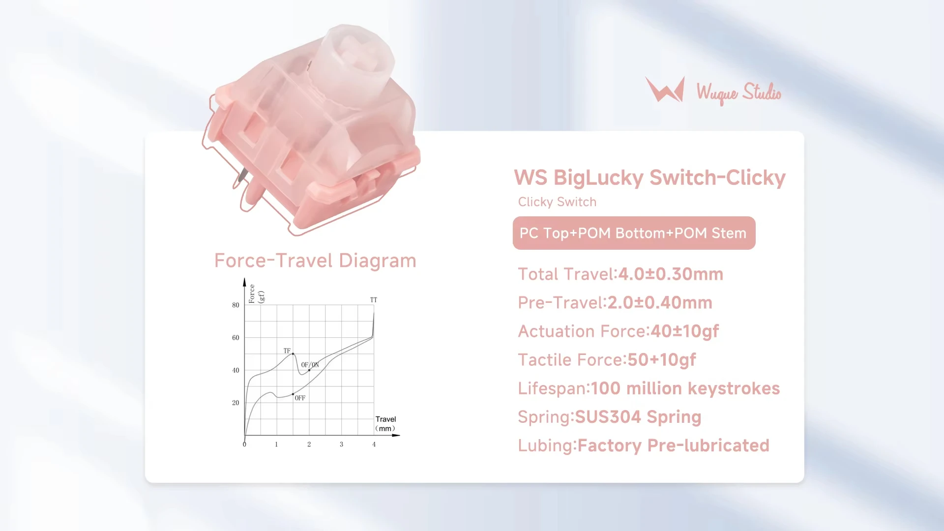 WS BigLucky 키보드 스위치 5핀 프리 루브드 기계식 스위치 LED 디퓨저 키 스위치 MX 기계식 키보드용