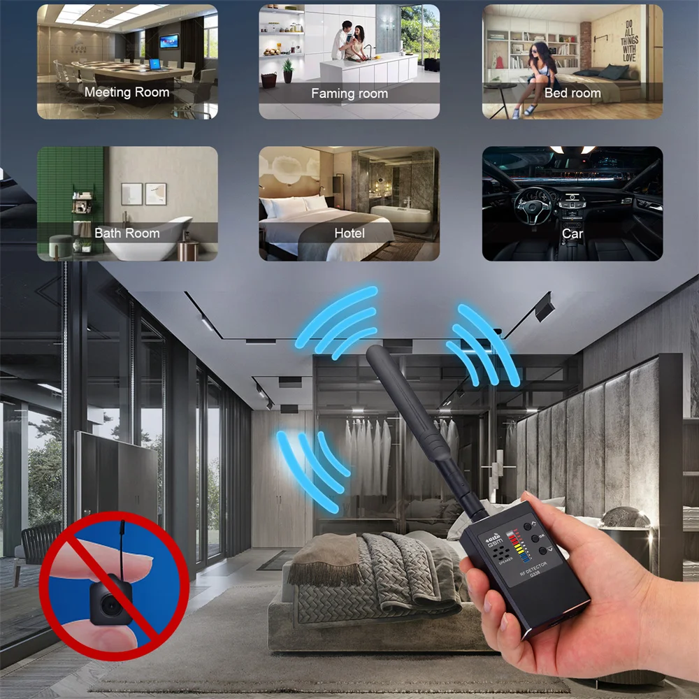 Hidden Camera Detector Infrared Camera Detector Camera Detector Signal Detector Professional Anti-spy Detector Camera GSM Audio Bug Finder GPS Signal Lens RF Tracker Detect Wireless Listening Device Scanner