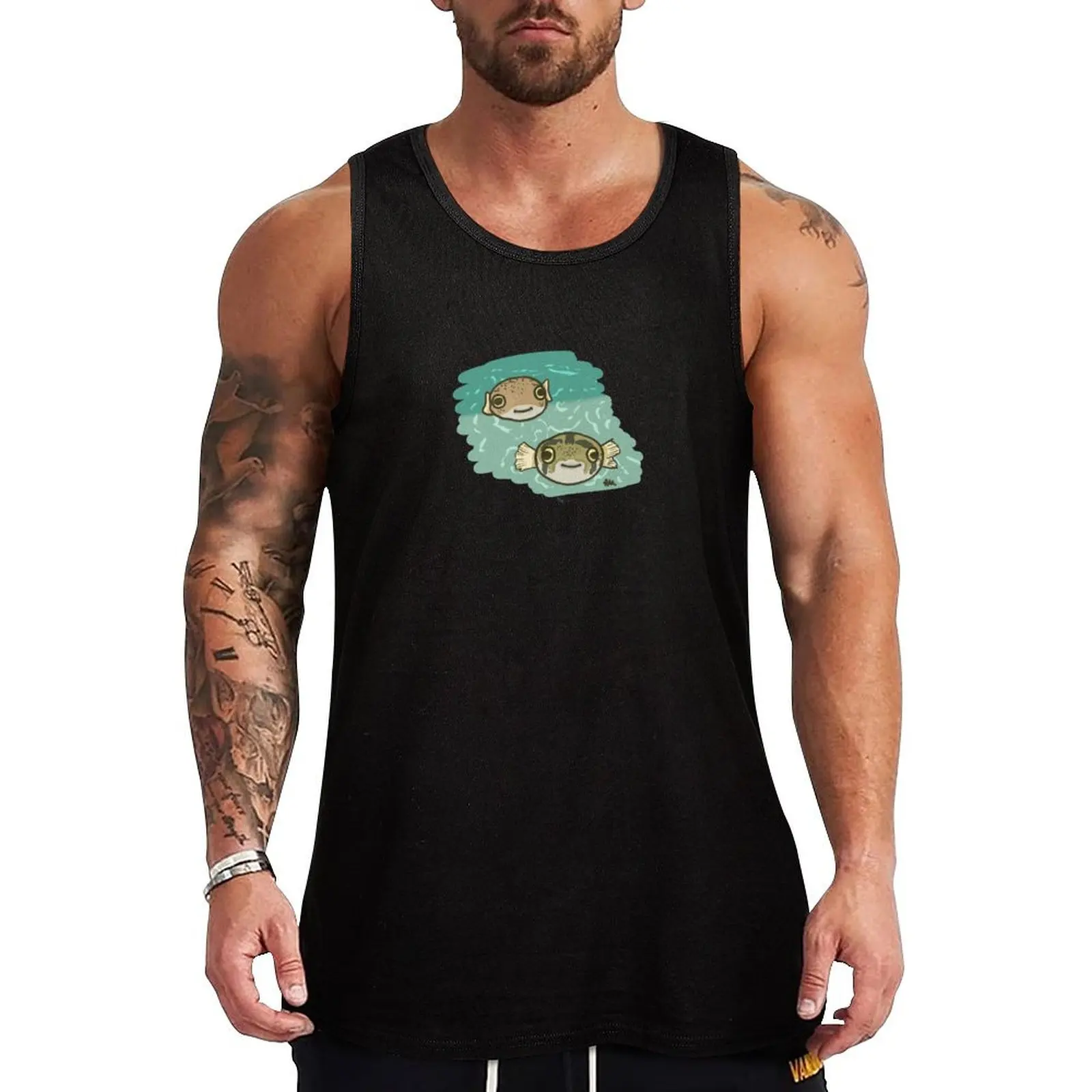 

Pufferfish Tank Top basketball clothing Men's gym t-shirt men gym