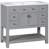 36'' Bathroom Vanity with Single Sink Combo Modern Bathroom Sink Cabinet with 2 Soft Closing Doors Solid Wood Frame Vanities 4