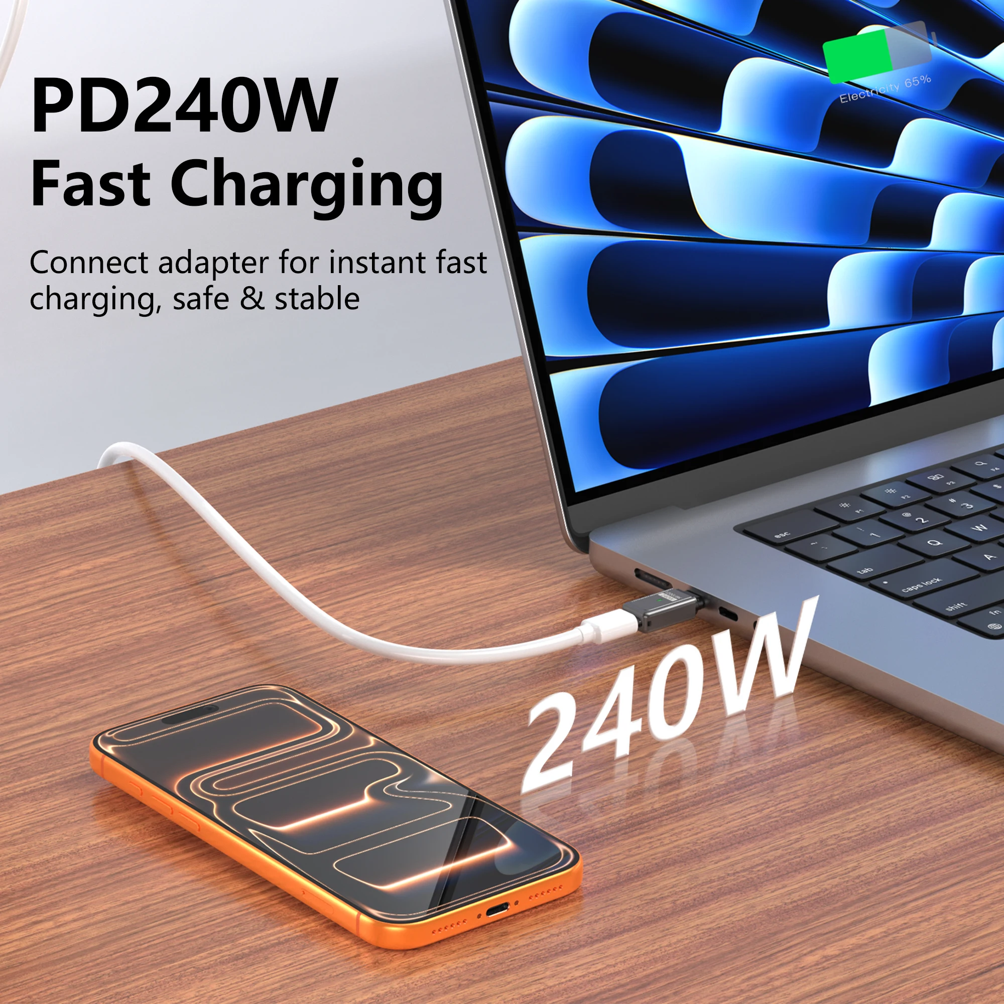 Magnetic USB-C Adapter - High-Speed 240W Charging & 120Gbps Data Transfer with 8K Video Support