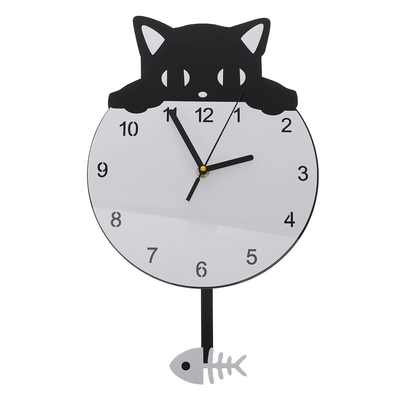 

Mute Wall Hanging Clock Kitten Decorated Wall Clock Living Room Wall Hanging Decor