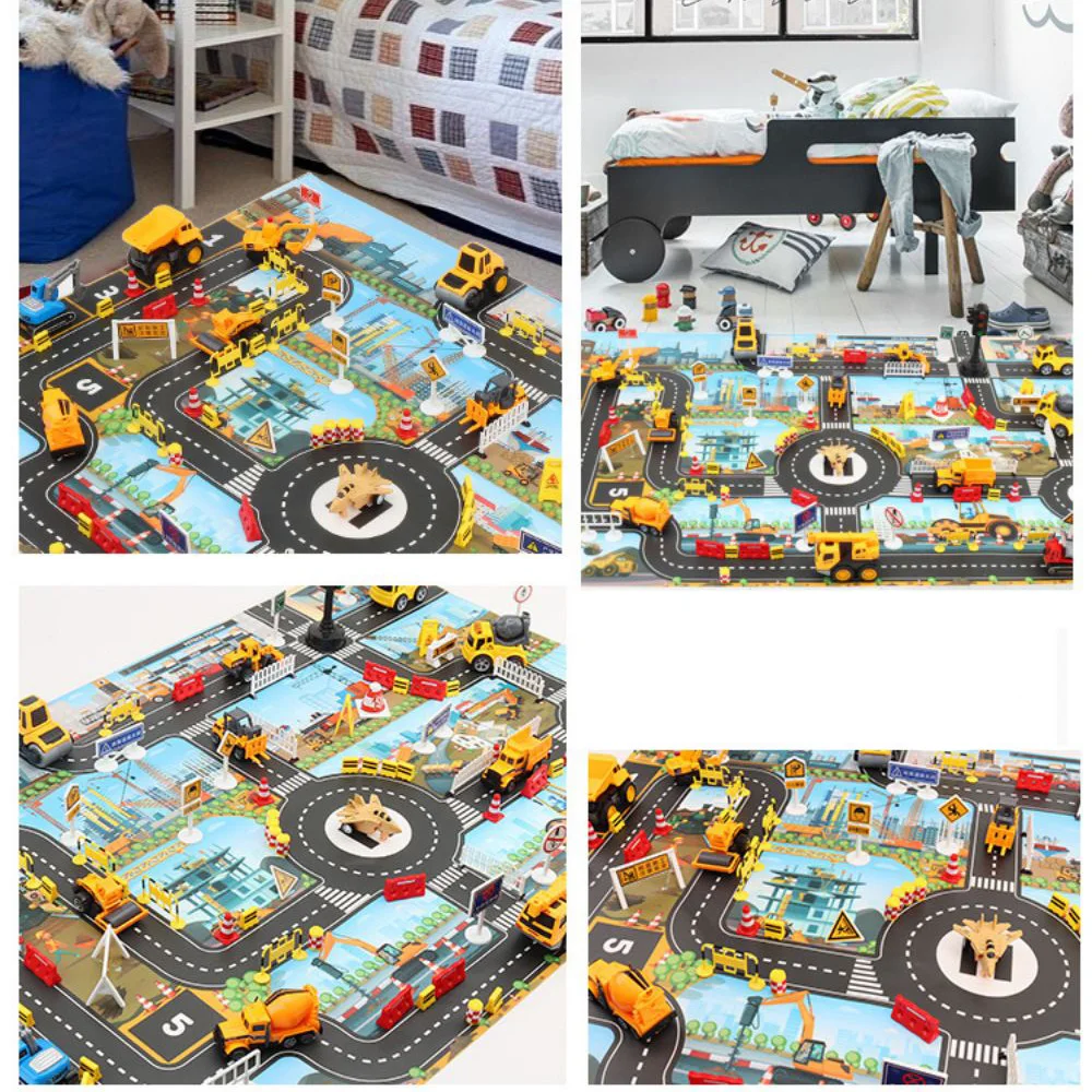 Baby City Traffic Road Map Kids Toy Parking Lot Roadmap Traffic Signs 83*58cm Climbing Playing Mat Play 9Style Game Mat Carpet 2