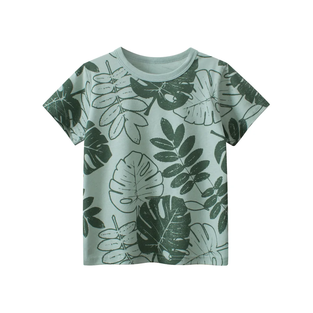 2024 Summer New Children's Short Sleeved T-shirts Boys Clothing Cartoon Vehicles Excavators Cotton Tops Tee Shirts Kids Clothes