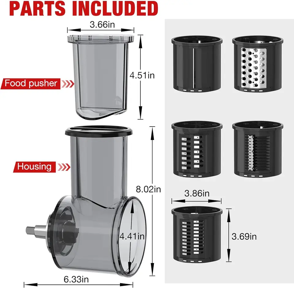 Accessoire Trancheuse-râpe Pour KitchenAid – 5 Lames Inox Pour Fromage, Légumes, Fruits – Compatible Batteurs Sur Socle