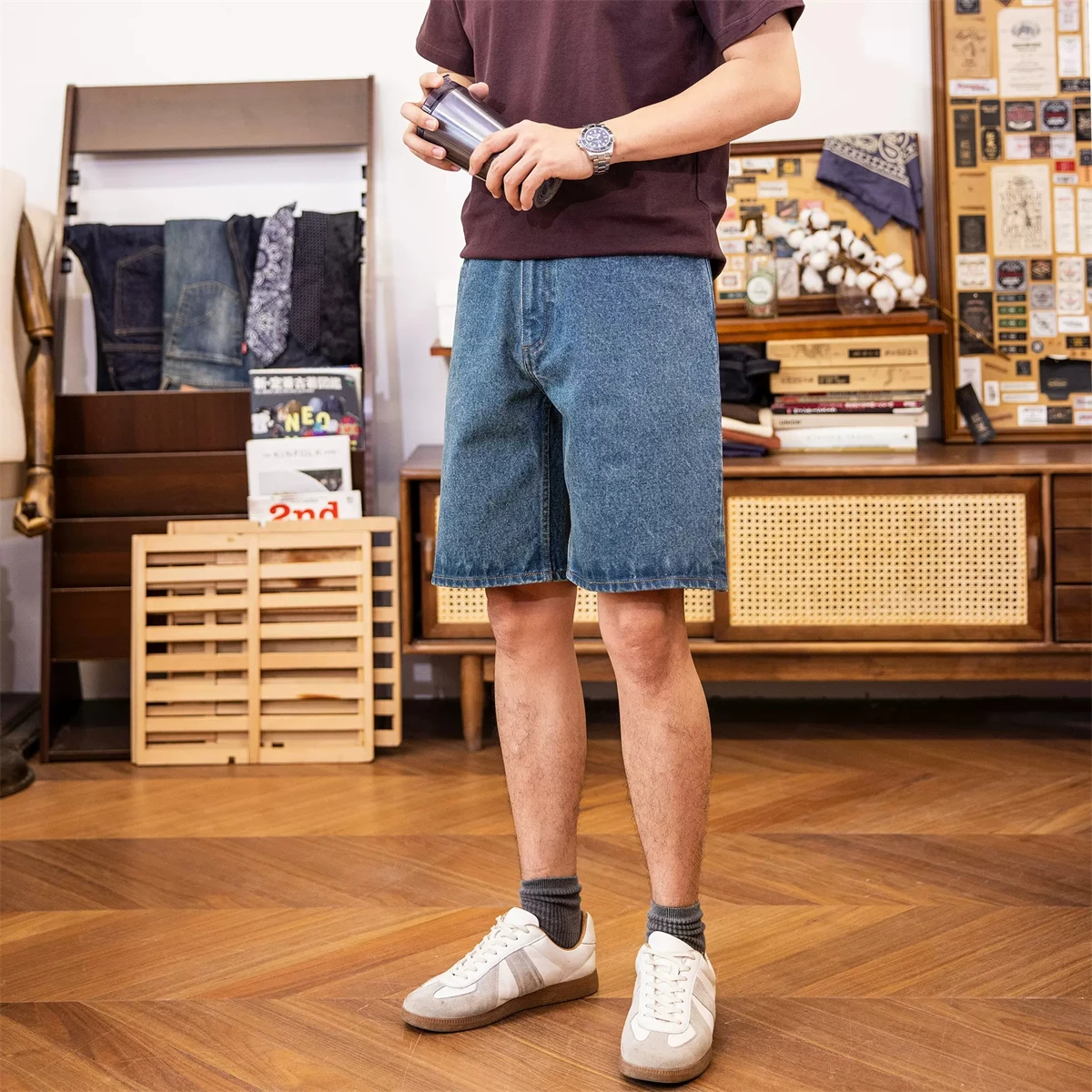 shorts-jeans-tornado-vermelho-para-homens-short-relaxado-vintage-15oz
